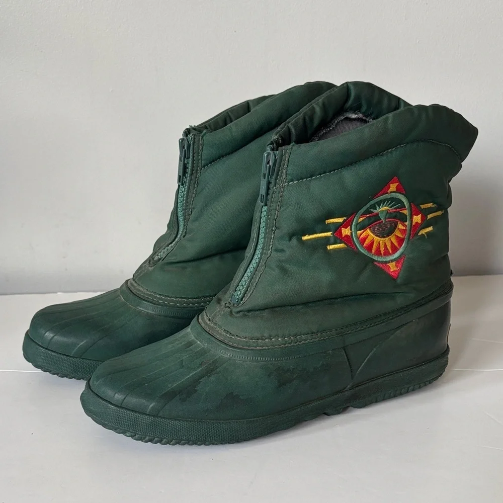 Vintage Sorel Green Rubber Boots | Women’s 9 Coastal Granola Style - Picture 1 of 10